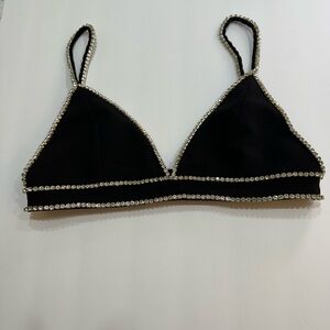Fashion Nova Black Bralette with Rhinestone Accents